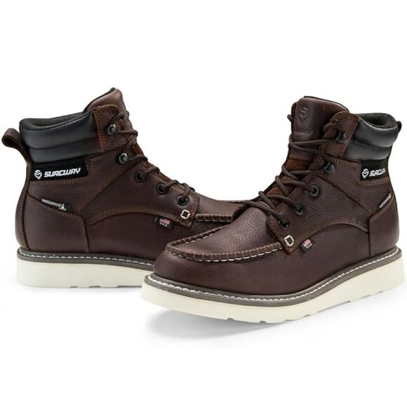 Sureway 6" Waterproof Soft Toe Full Grain Leather Boots Red Wine Brown 11 NEW! - Picture 1 of 14